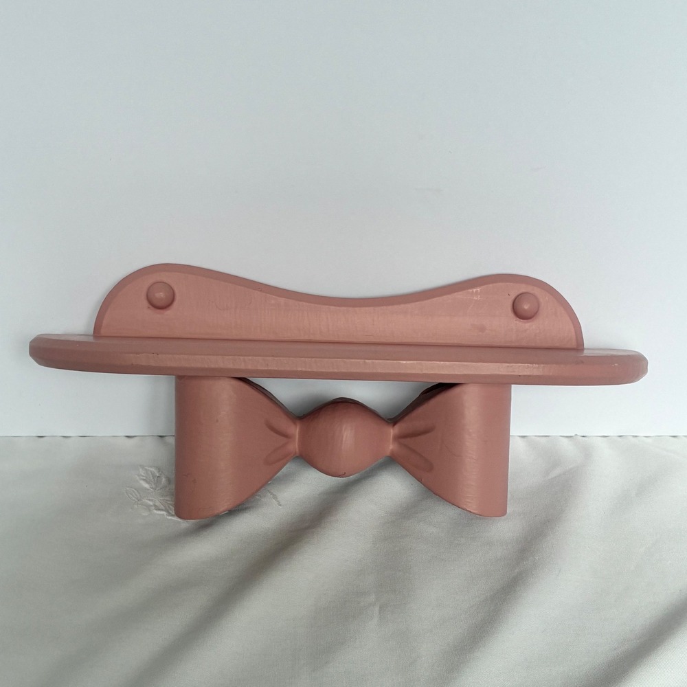 Lavender & Lace Wall Shelf Pink Bow Wood Nursery Cottage Coquette Shabby Chic